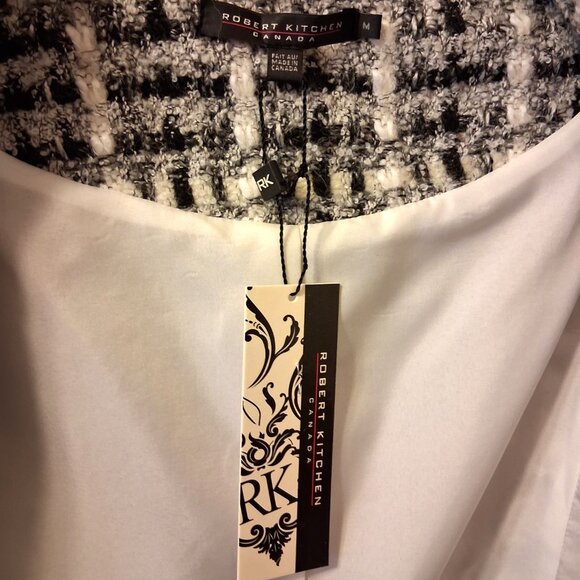 NWT Robert Kitchen Women's High-Quality Gray White Black Lined Blazer Jacket 8 M - Picture 11 of 11